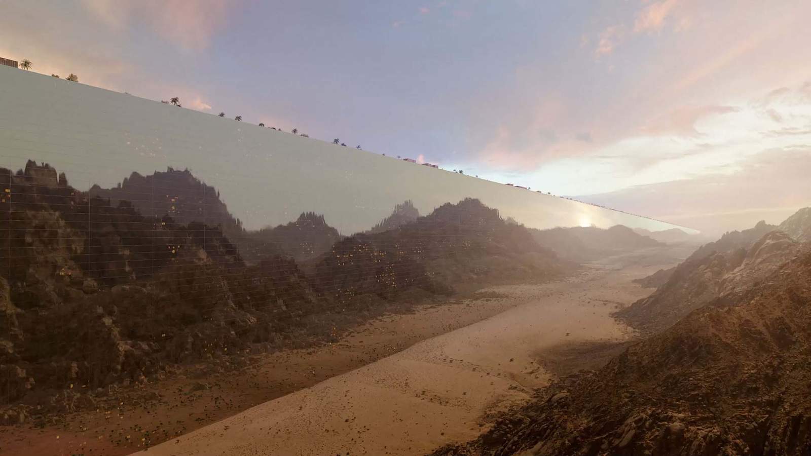 glass building development in a desert landscape