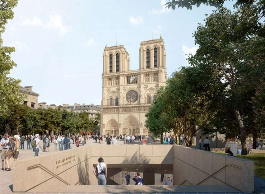 Construction of the Notre Dame Visitor Center in an underground car park