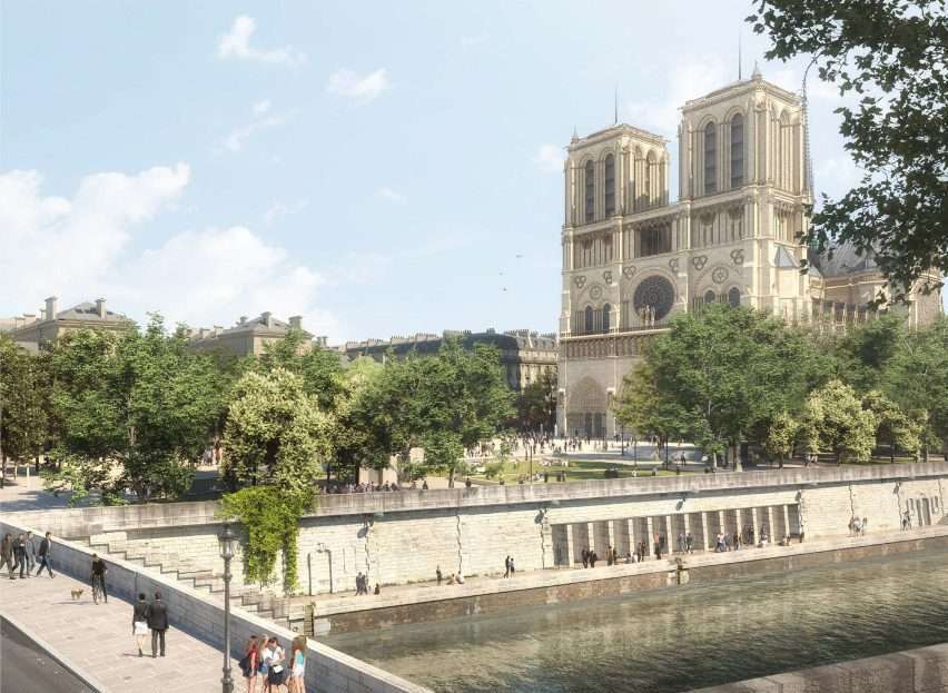 Construction of the Notre Dame Visitor Center in an underground car park