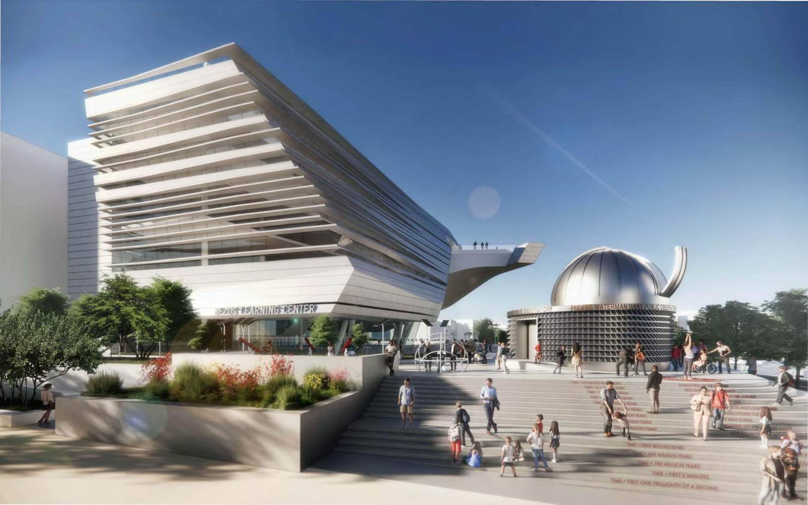 bands run across facade of proposed bezos learning center