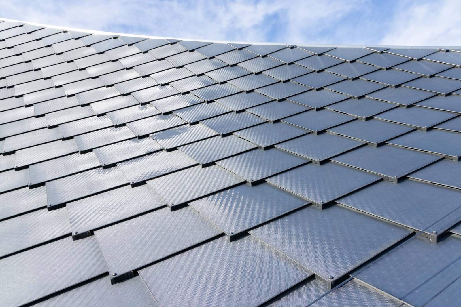 close up of roof tiles on google building