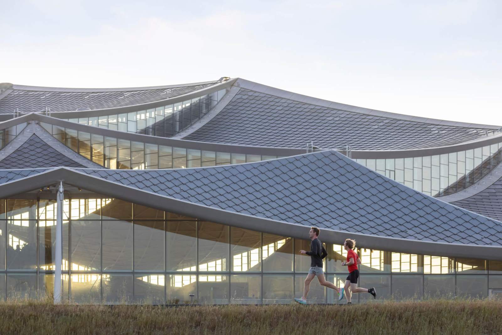 runners outside of an office building