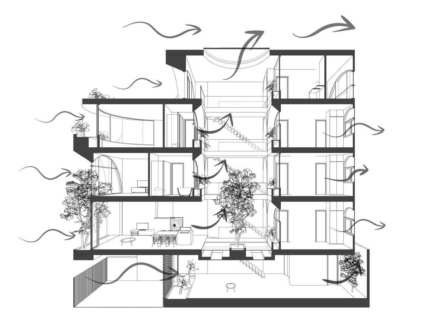 The wind analysis of a multi-storey house.