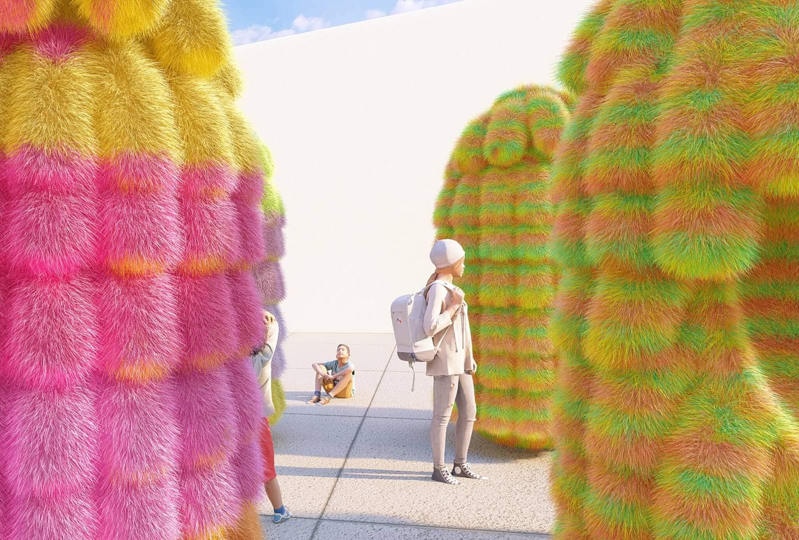 colorful seating pods