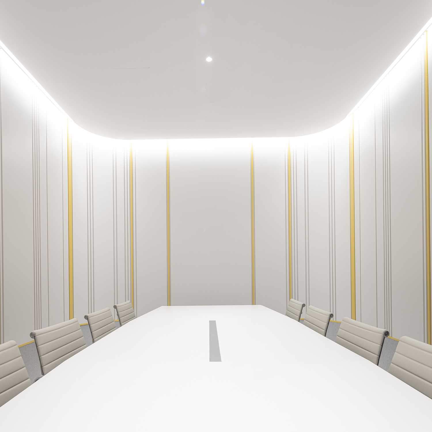 A minimalist and bright meeting room.
