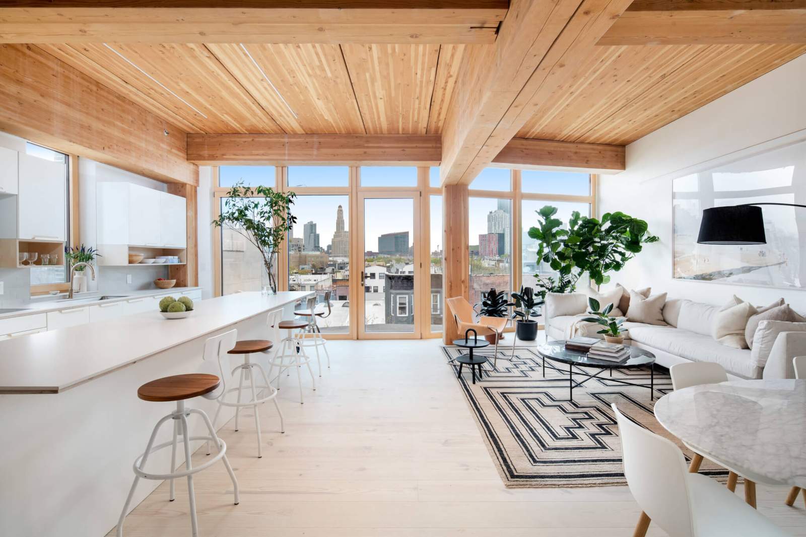 interior view of an apartment with wood details