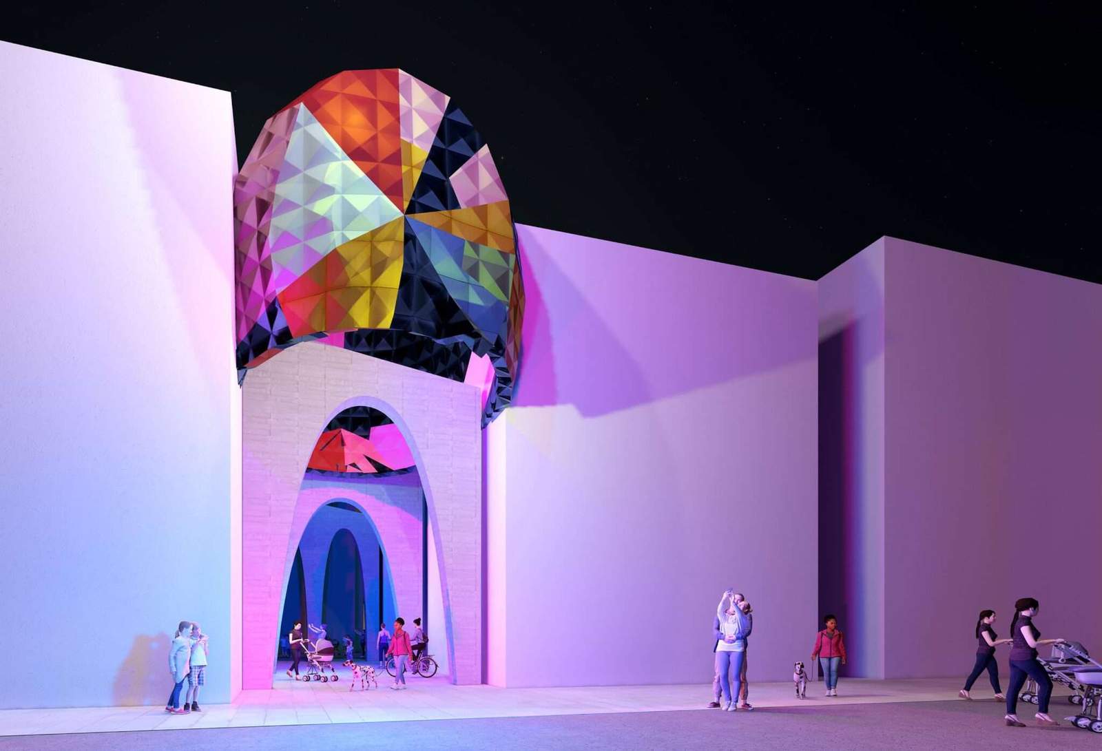rendering of a colorful dome structure