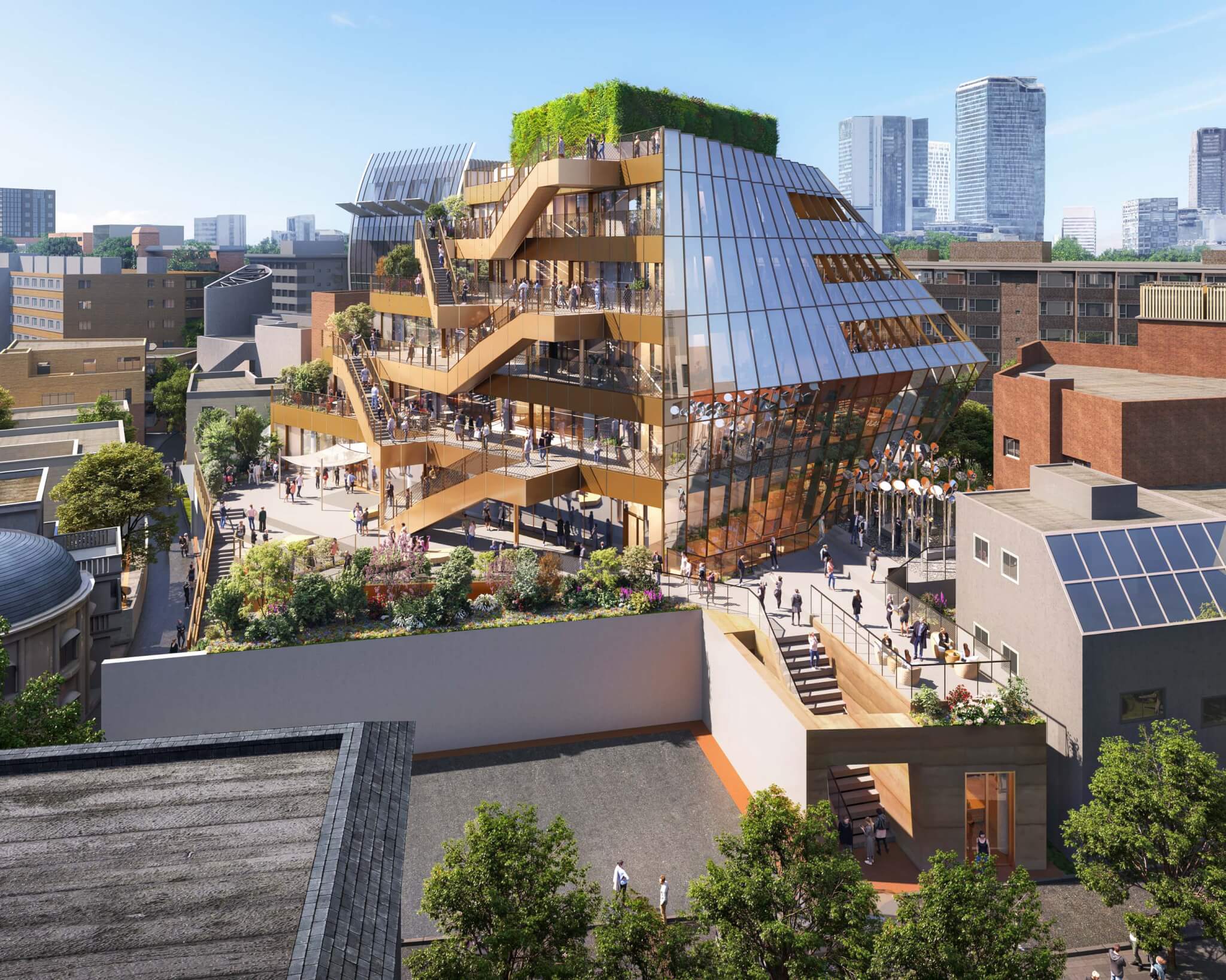 rendering zig zagging staircases and angled facade