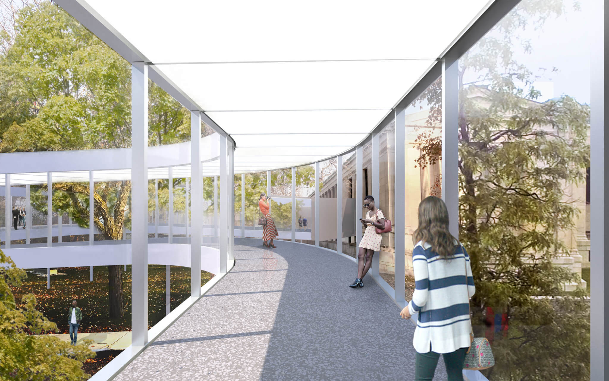 rending of a sky bridge interior