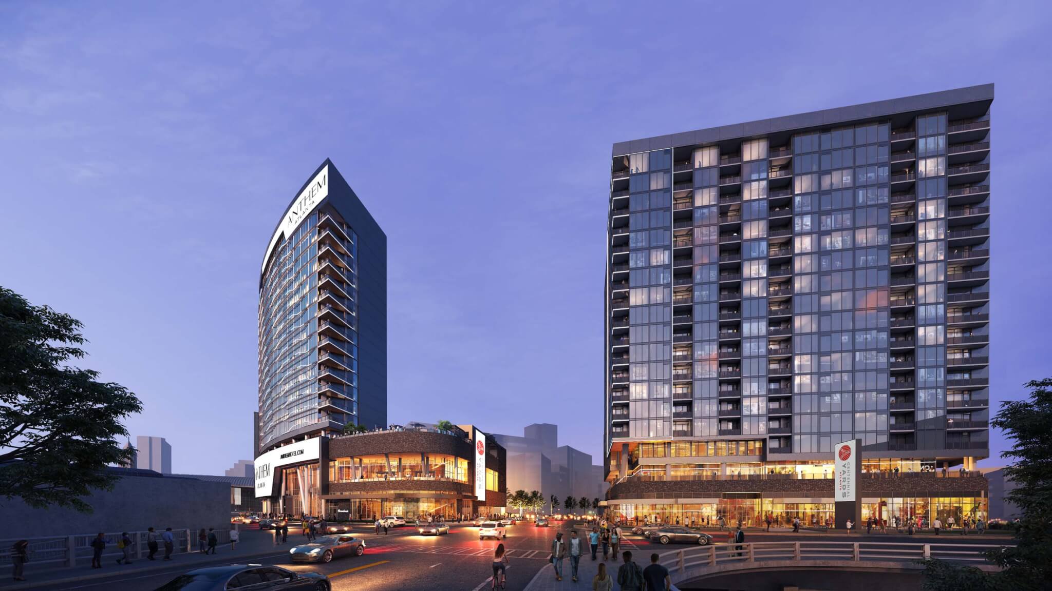 rendering of buildings in centennial yard