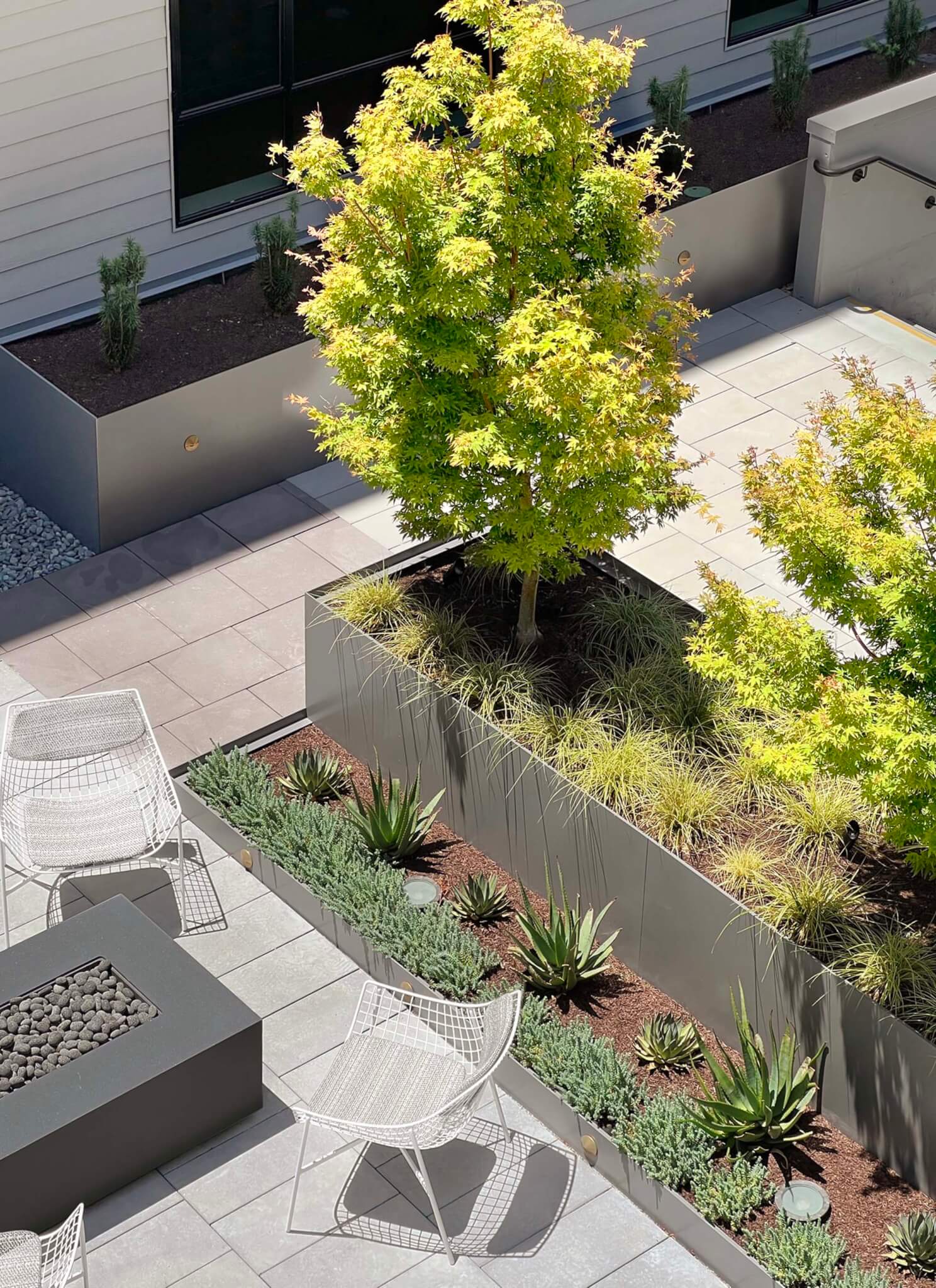aerial view of planter boxes