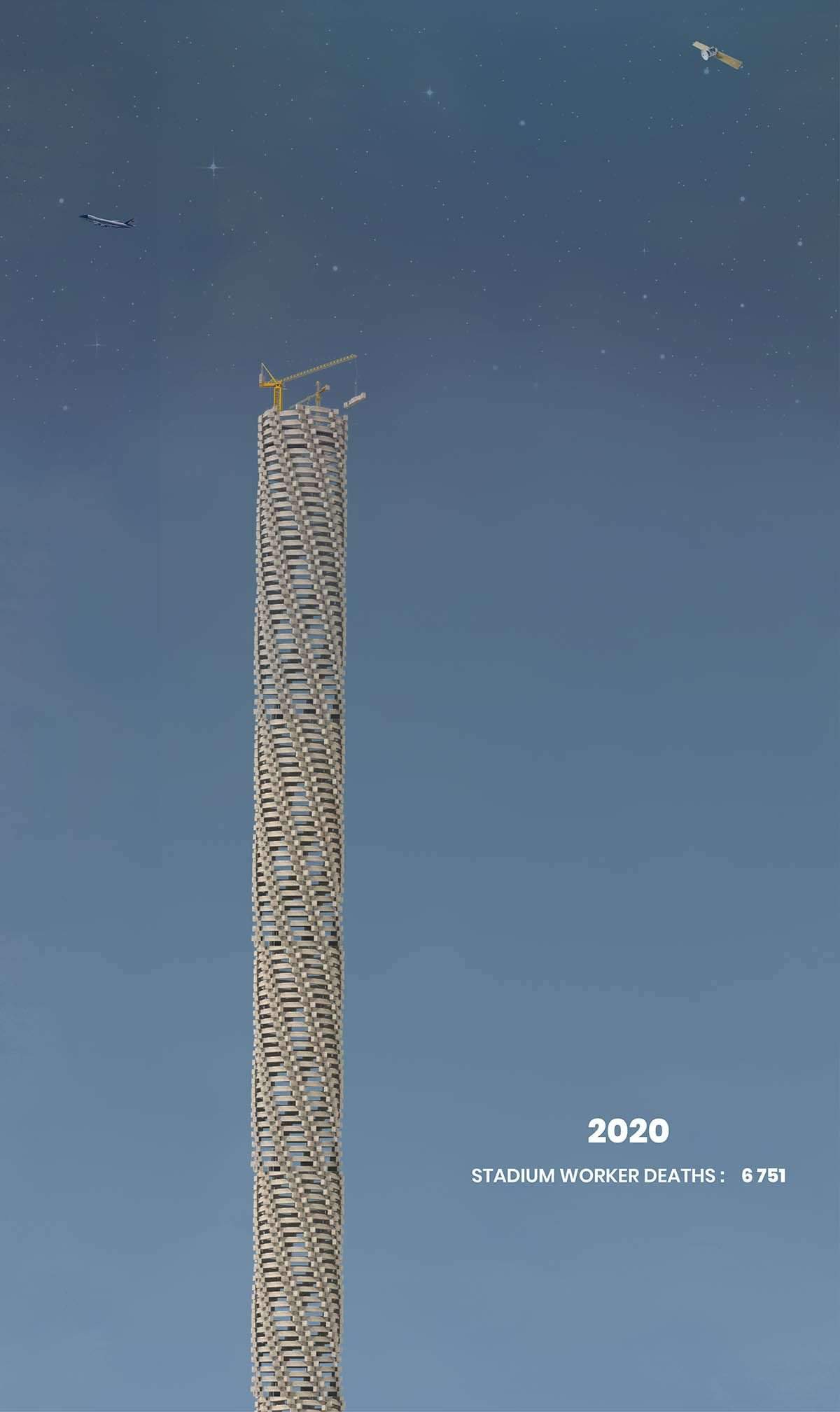 تصميم نصب تذكاري للمتوفين في مواقع بناء ملاعب كأس العالم بقطر