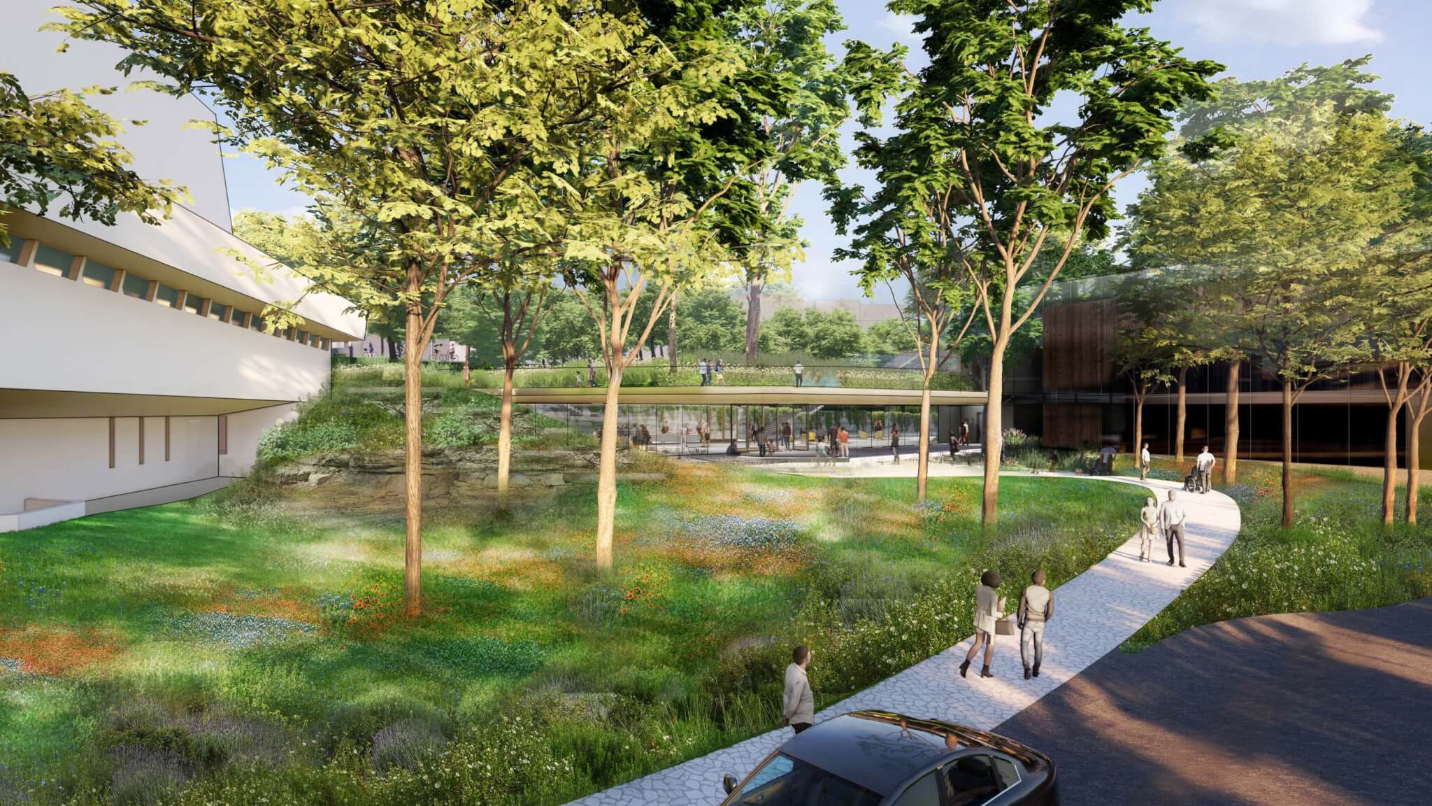rendering of walkways to theater building