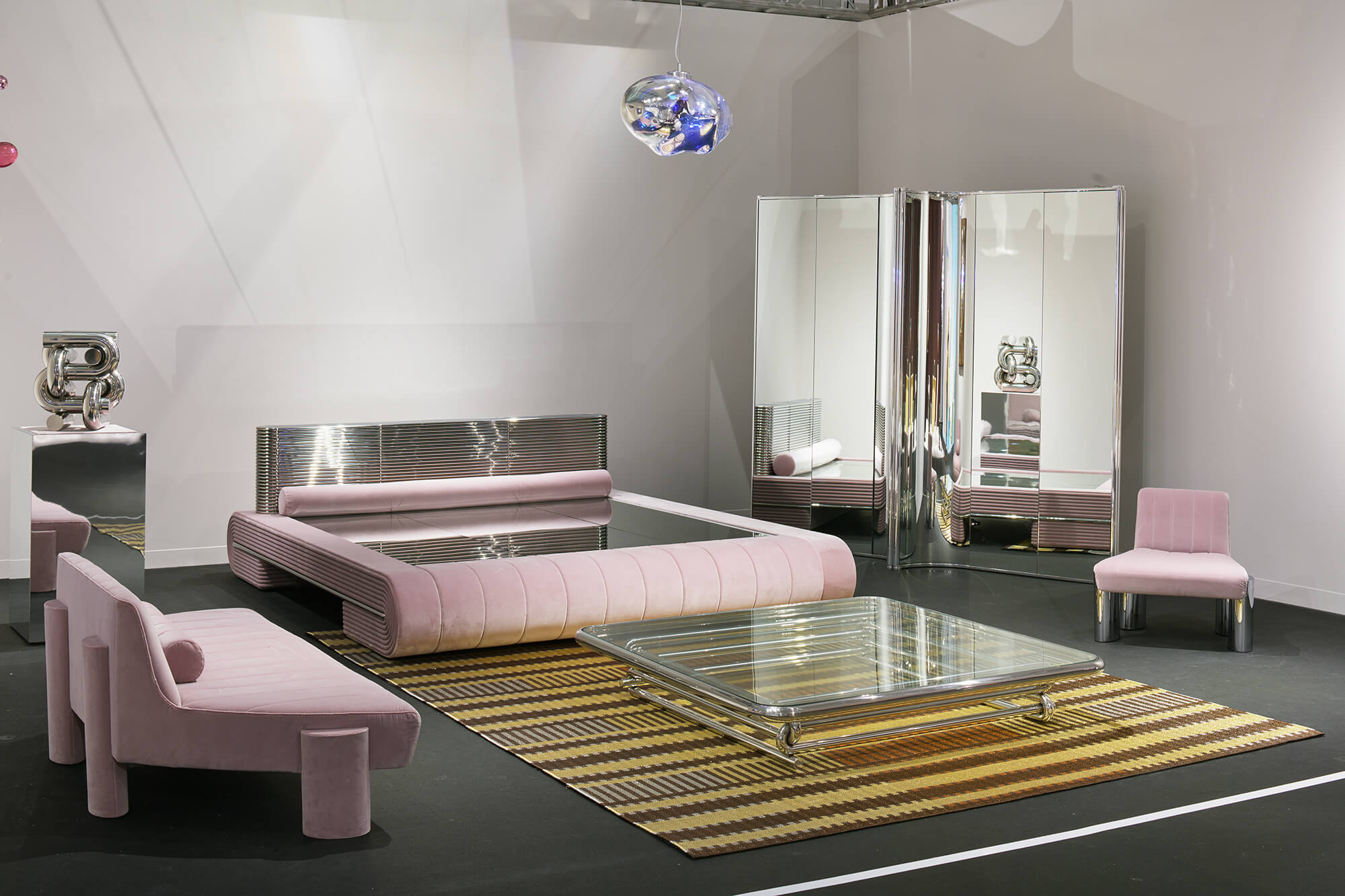 pink sofa and furniture