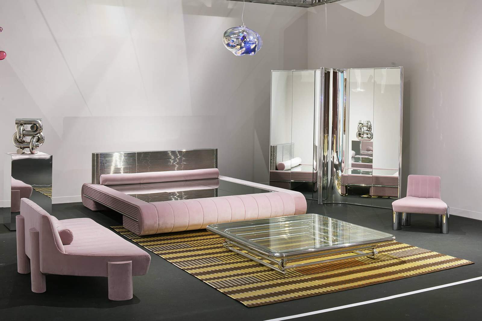 pink sofa and furniture