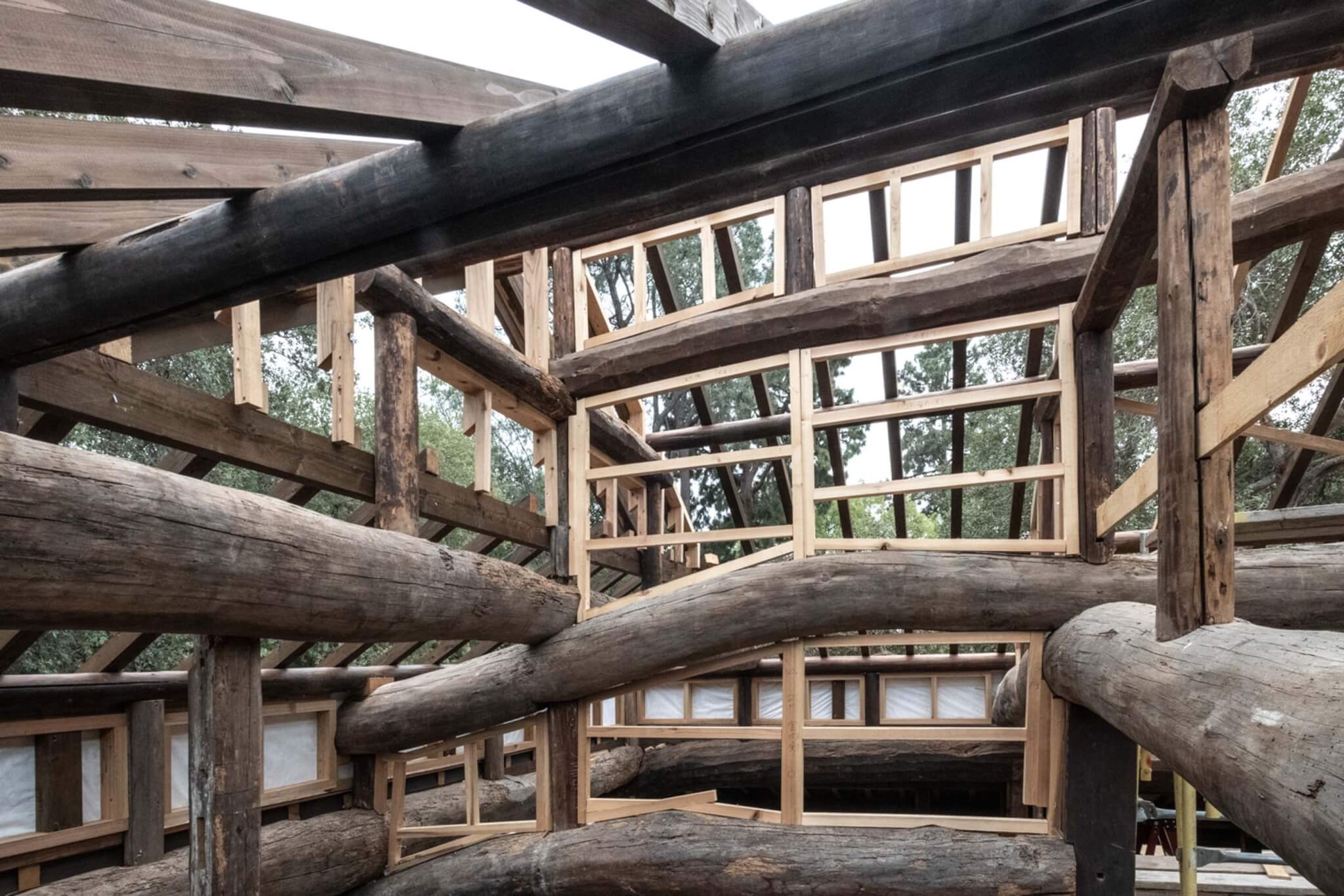 roof and beams of shoya house