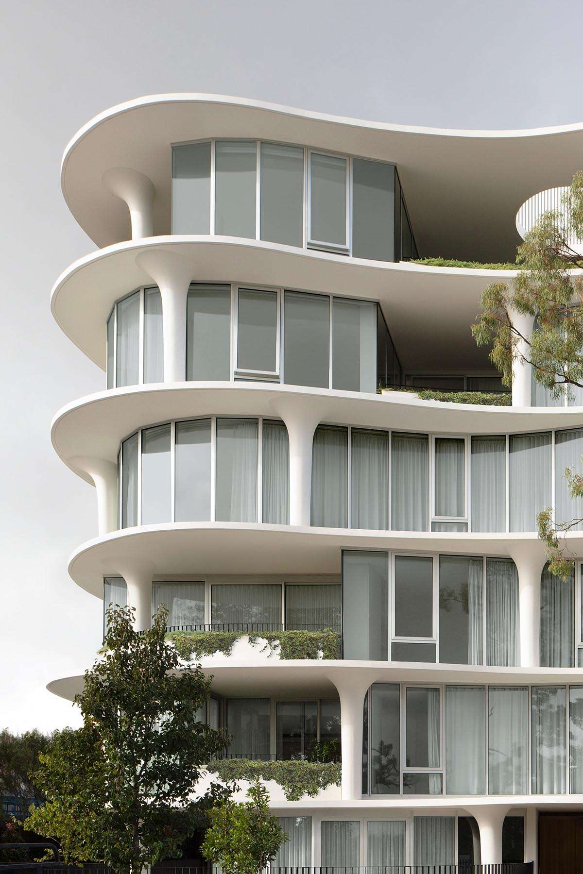تصميم شقة سكنية تتميز بأعمدة منحوتة عضويًا في ملبورن
