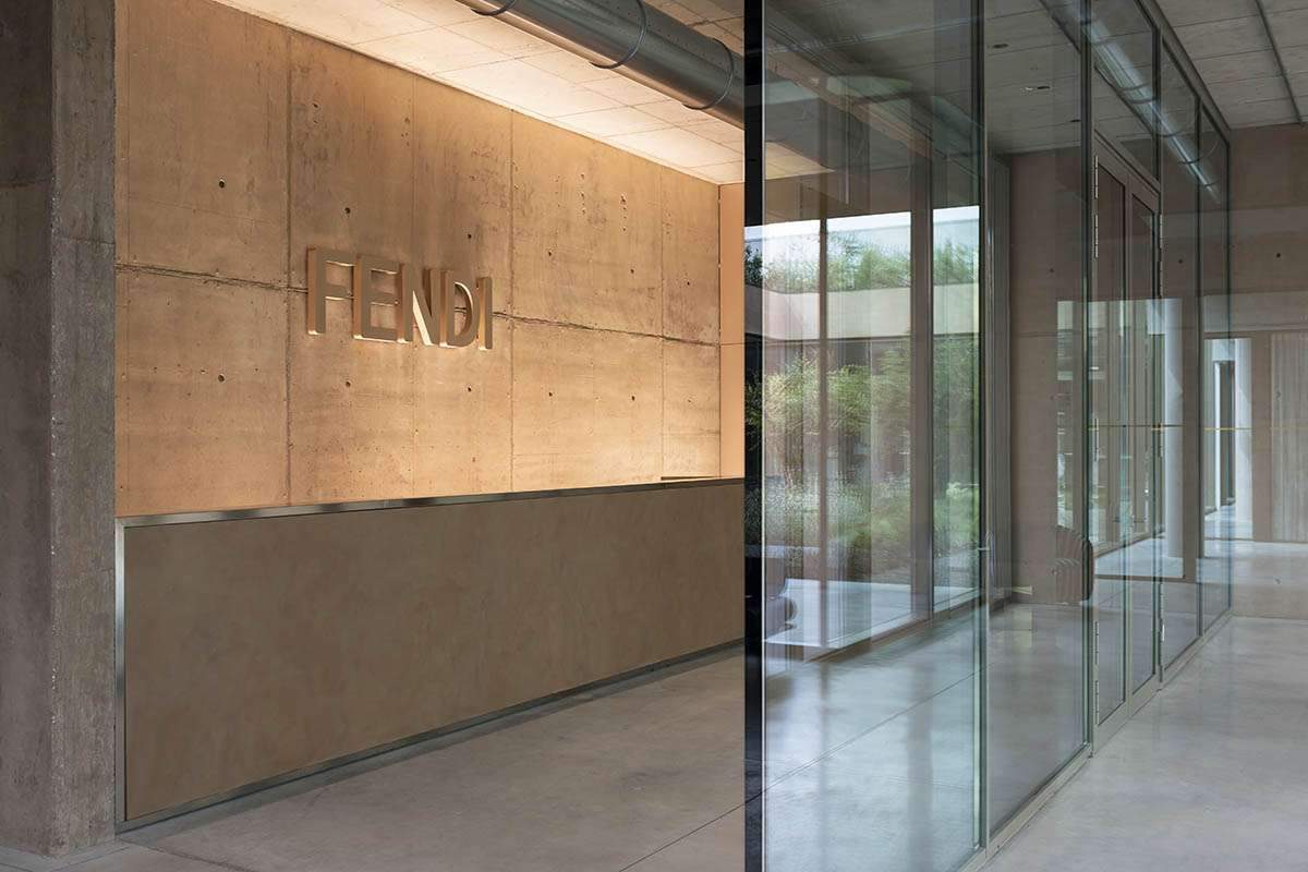 Construction of a Fendi production building with elevated rooftop garden in Florence