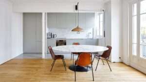 Eight open-plan living areas with mix-and-match flooring