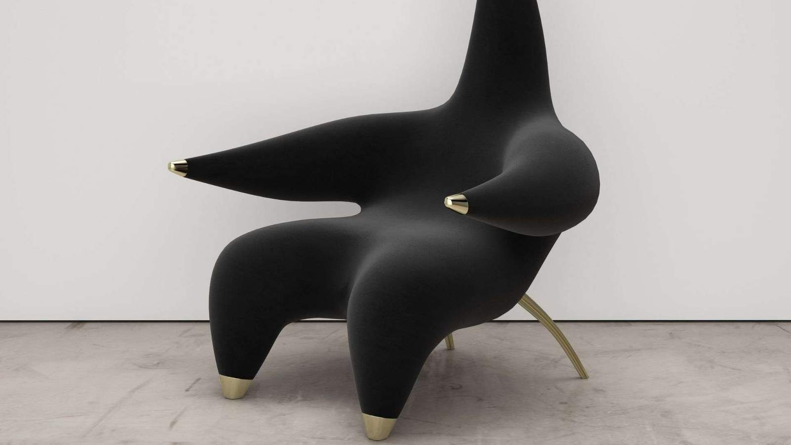 Star Lounger is created from stretch velvet and brass