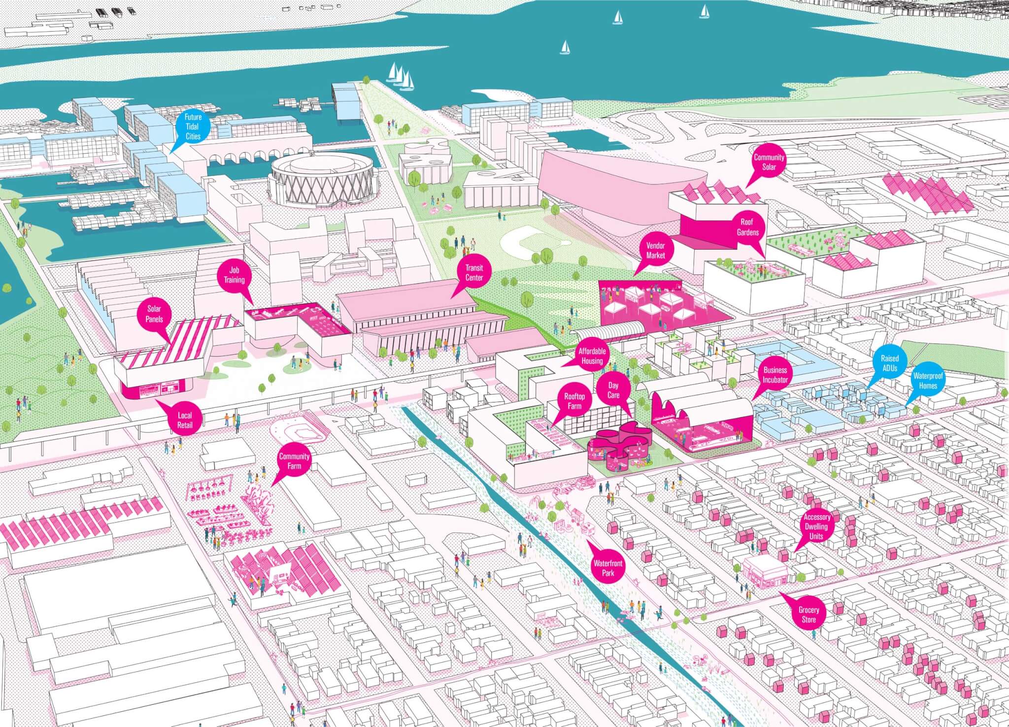 map with pink dots indicating locations