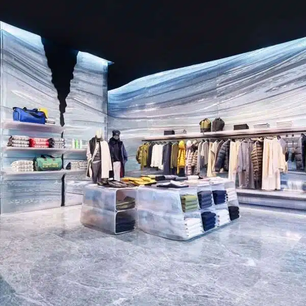 Nagami 3D-prints plastic to mimic melting glaciers in Spanish boutique ناغامي يطبع البلاستيك ثلاثي الأبعاد لتقليد ذوبان الأنهار الجليدية في متجر إسباني