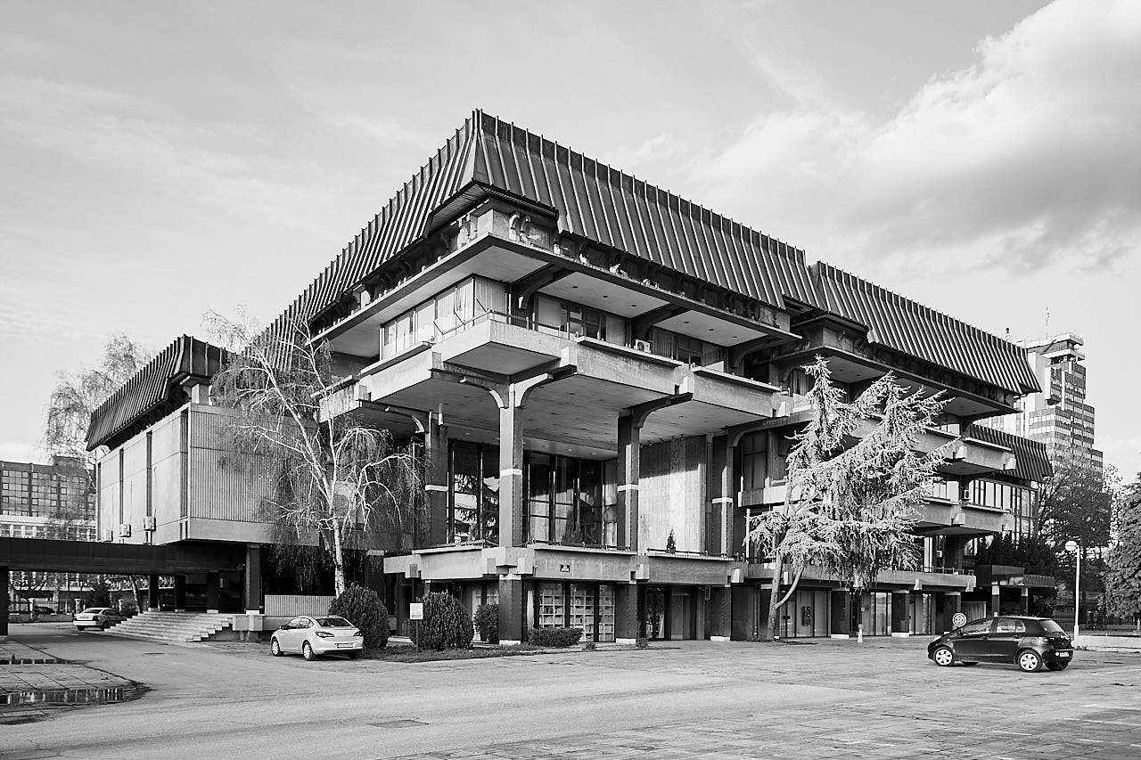 A view of the front facade and its notable elements.