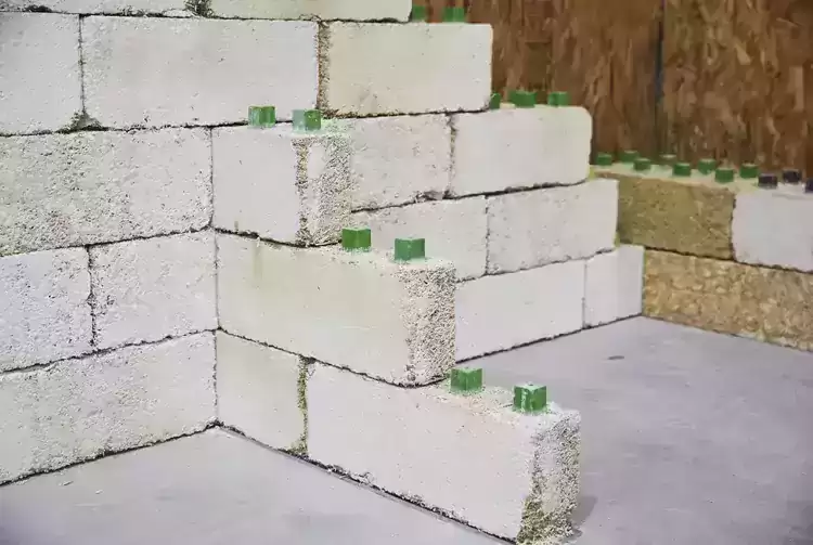 "Sustainable building blocks, such as hempcrete, ready for use in innovative wall construction."