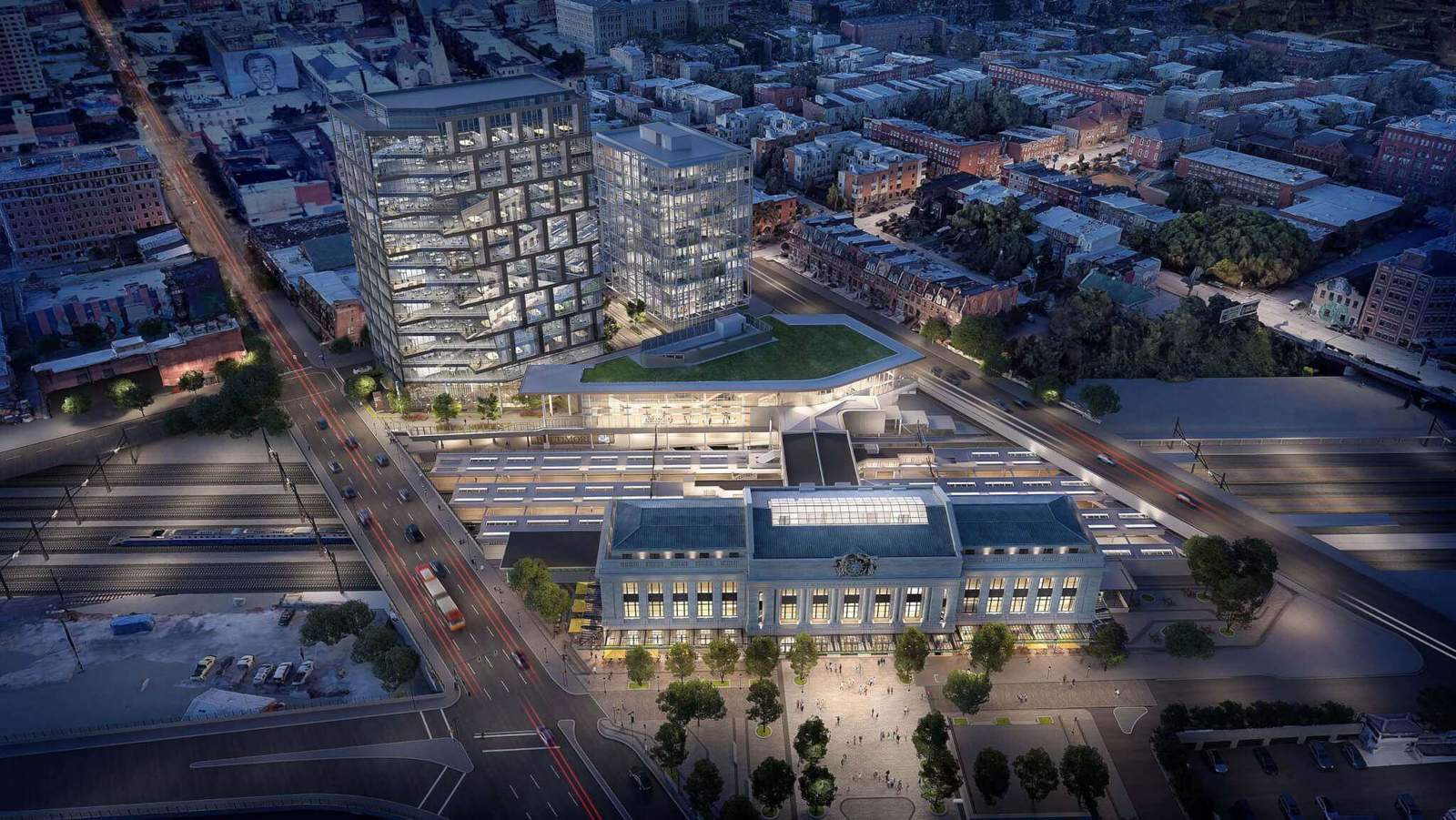 Gensler لتجديد المبنى التاريخي لمحطة Baltimore Penn Station وإضافة إضافة زجاجية