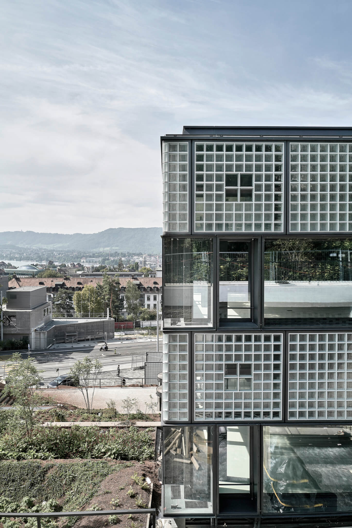 Exterior view of top floors of a lab building