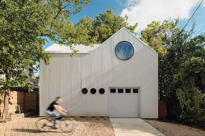 north arrow studio builds corrugated sheet metal ‘birdhouse’ in austin