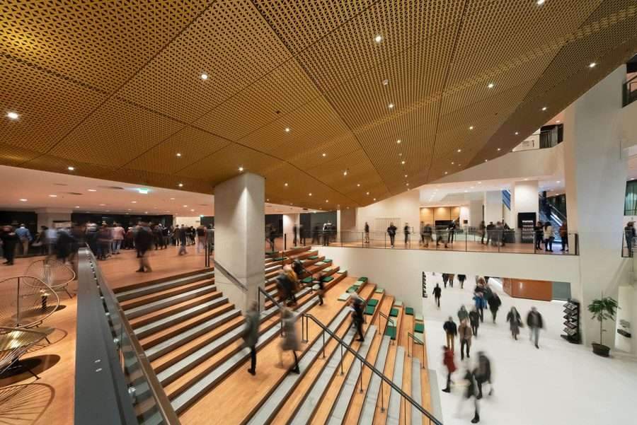 Acoustic design in commercial buildings such as theaters and large auditoriums