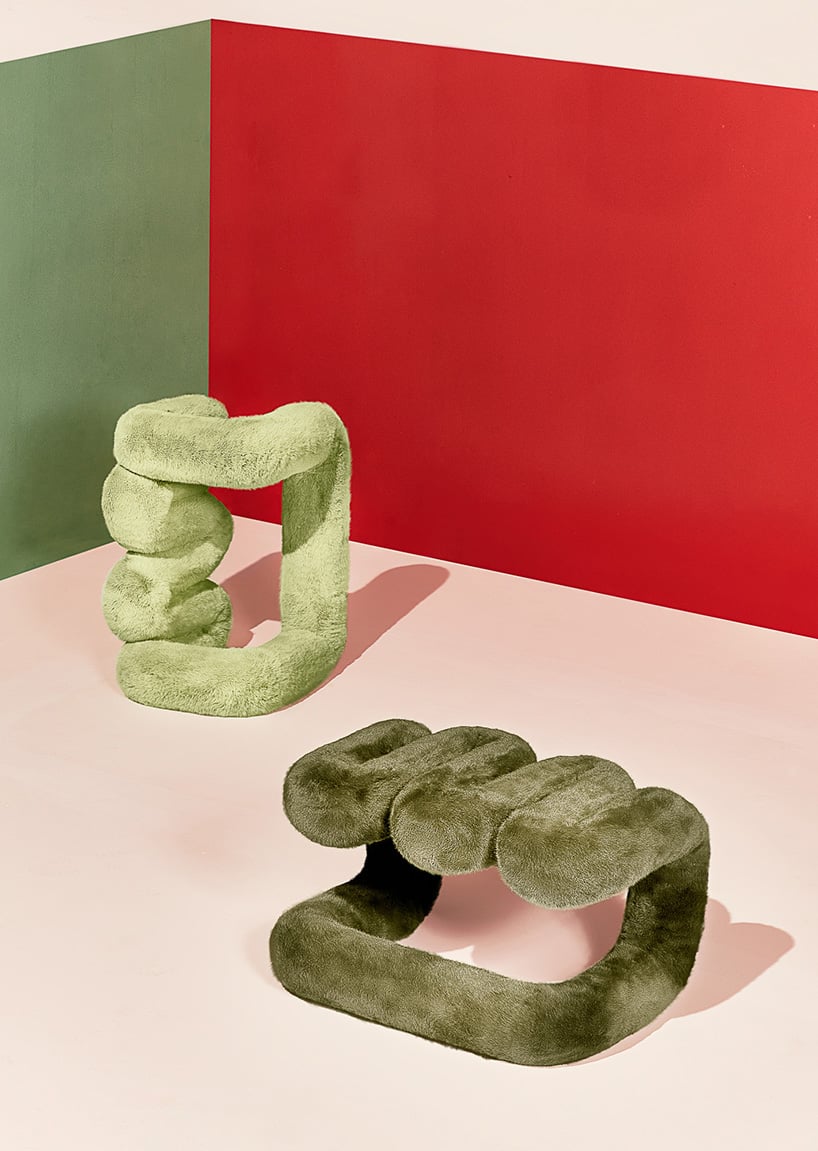 x-zoo's furry chairs twist and turn to offer comfort, playfulness, and functionality