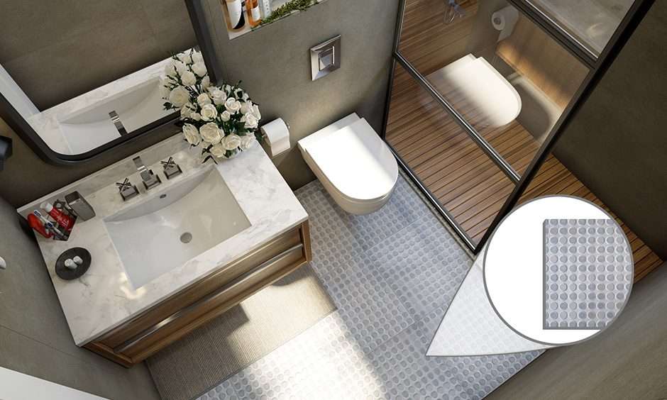 Methods for selecting materials used in designing bathrooms and their measurements