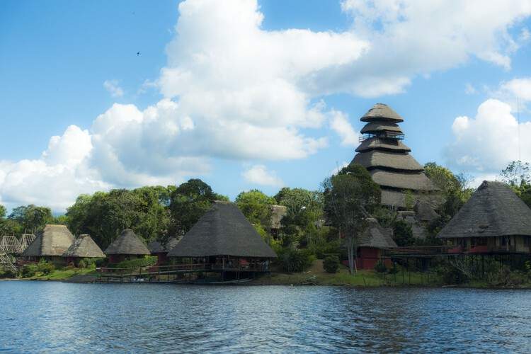 Napo Native Fauna Center Tower / Caá Porá Arquitectura + Pinxcel + Comunidad Kichwa Añangu - Exterior Photography, Waterfront, Garden