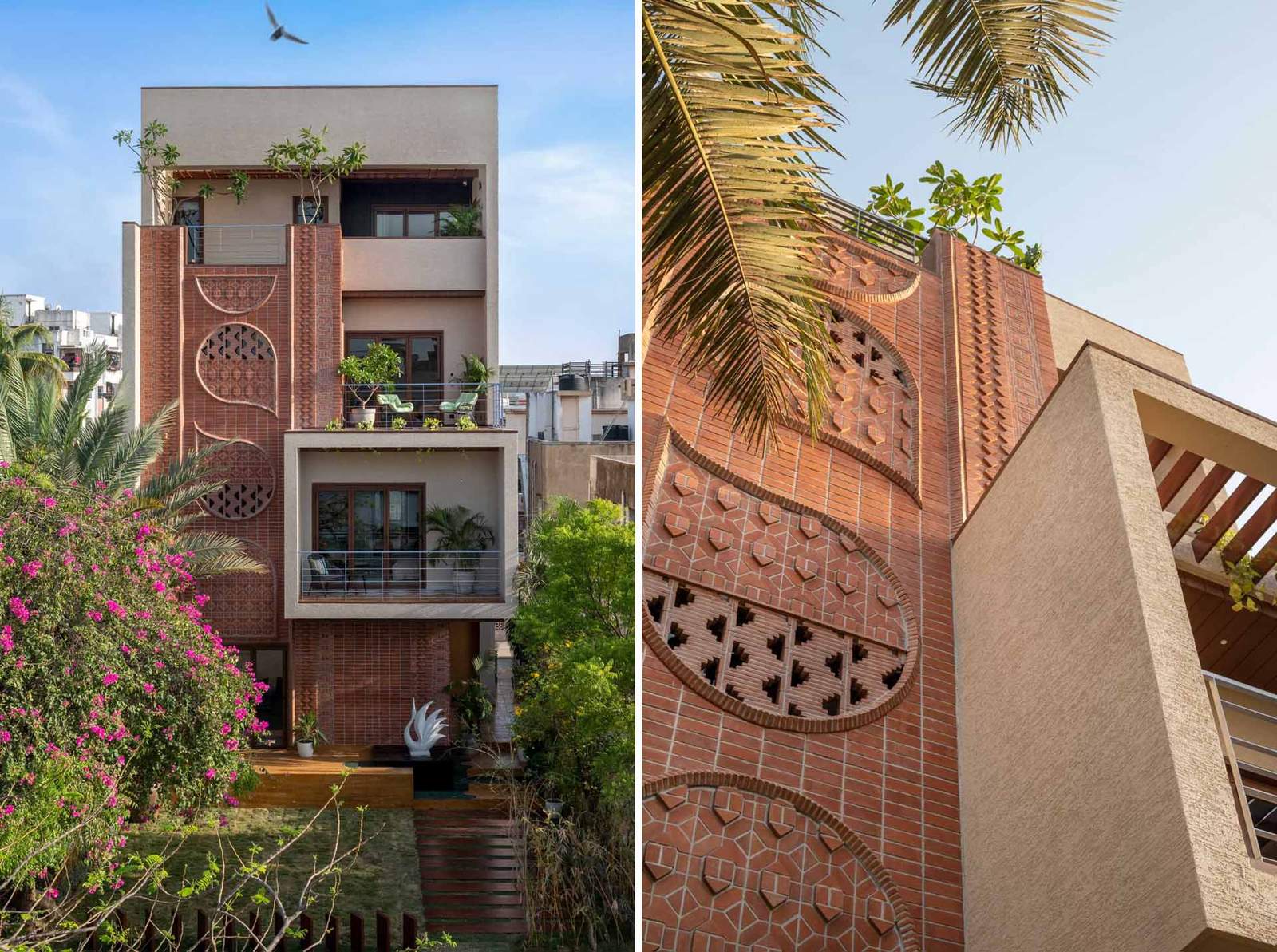 Creative Patterned Designs Cover The Facade Of This Brick House