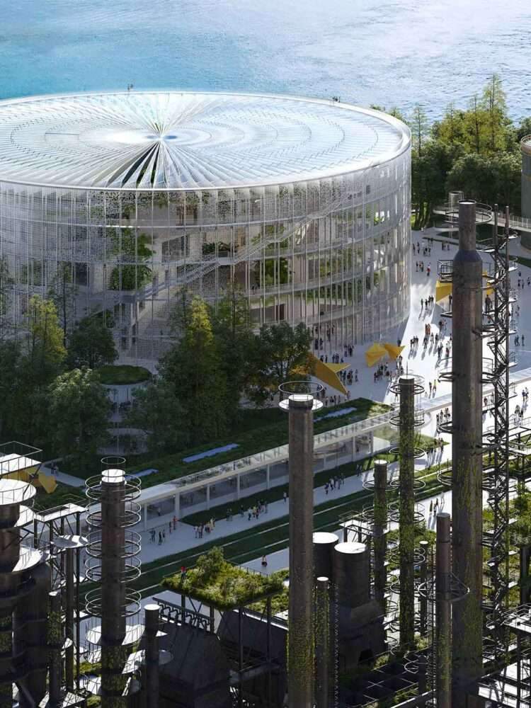 Reimagining the former Hangzhou Oil Refinery with a cylindrical Museum of Art and Science