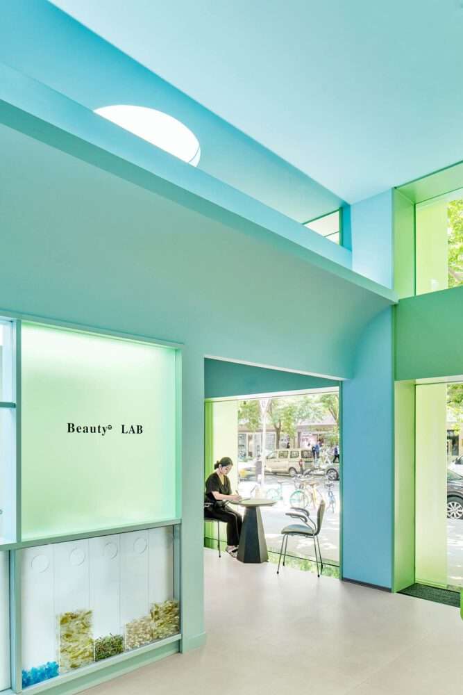 Beauty center design with green interiors