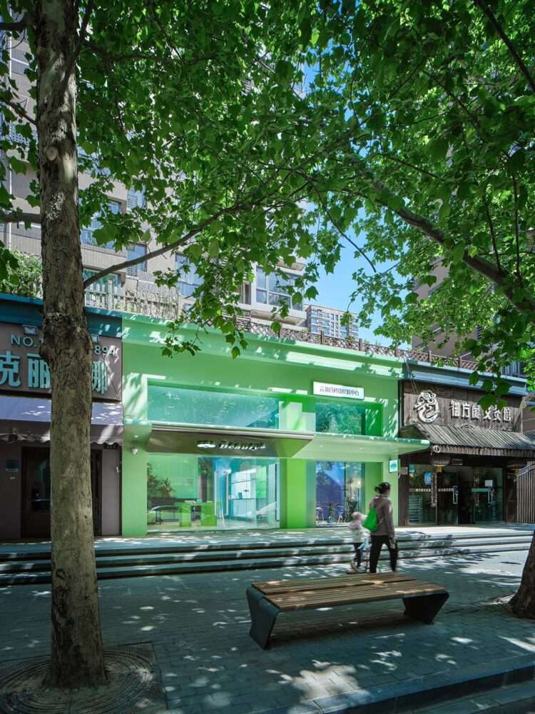 Beauty center design with green interiors