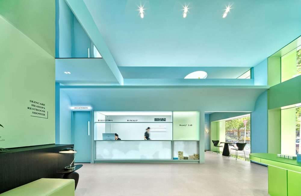 Beauty center design with green interiors