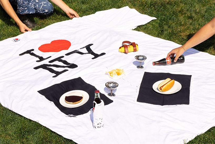 nik bentel reimagines iconic NYC street foods and t-shirt as surreal, whimsical picnic pieces