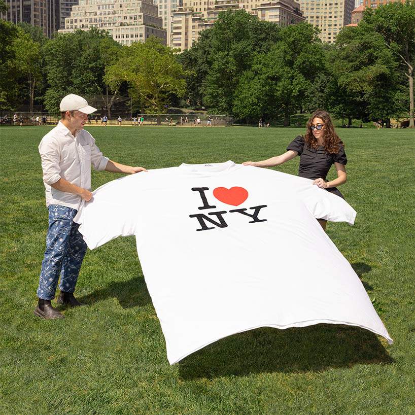 nik bentel reimagines iconic NYC street foods and t-shirt as surreal, whimsical picnic pieces