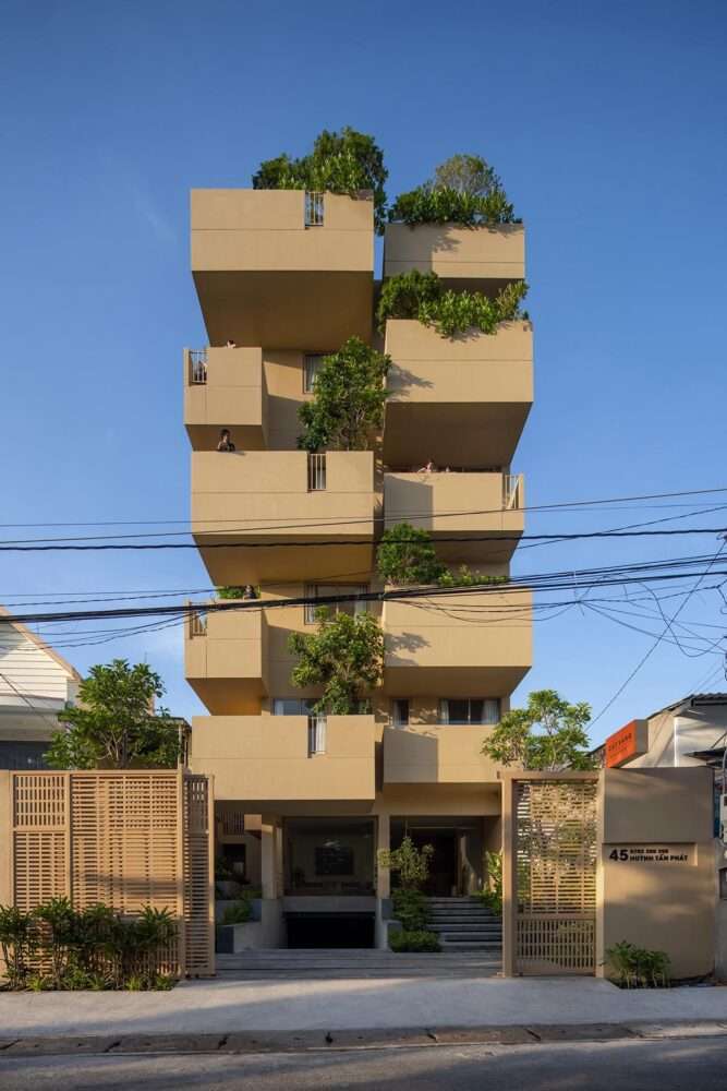 Building a hotel and designing flying green blocks in Vietnam