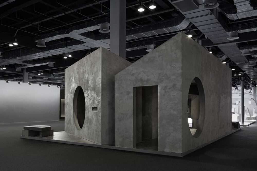 Temporary inclined pavilions made of microfiber material installed in Shanghai