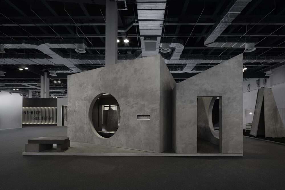 Temporary inclined pavilions made of microfiber material installed in Shanghai