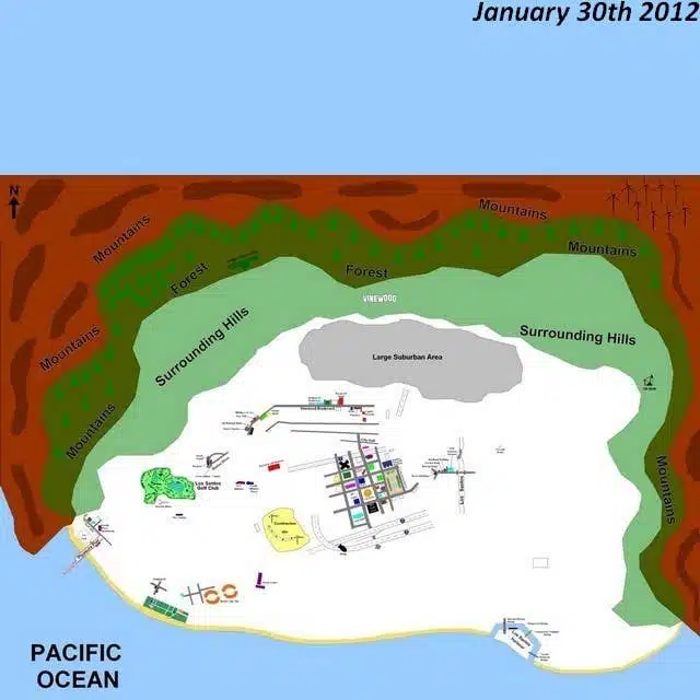 Early map of Los Santos map design from GTA V, dated January 30th, 2012