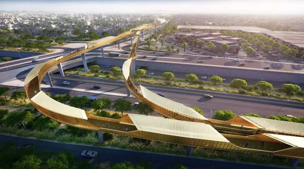 آخر تطورات الأعمال الإنشائية في جسر الدراجات بمشروع المسار الرياضي