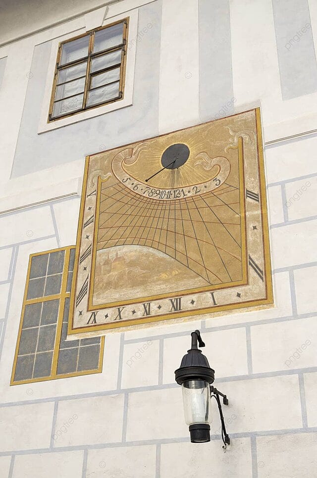 "A sundial on a building wall showcasing the connection between astrology and architecture"