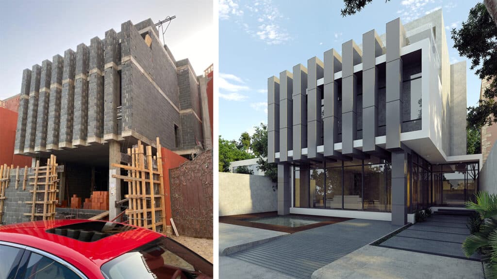 Exterior view of a prominent architectural landmark designed by Ibrahim Joharji located on the iconic King Abdulaziz Road in Jeddah.