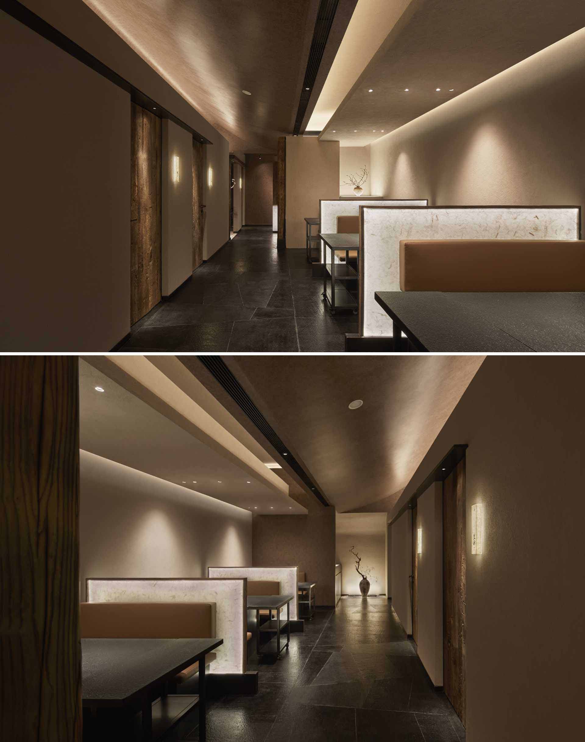 التصميم الداخلي لمطعم مستوحى من الطراز الياباني.